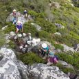 Ascending the lower slopes of Postern Buttress